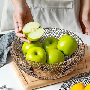Cesta de Frutas de Alambre Metálico Hecha a Mano, Tazón Decorativo de Malla para Cocina, Mesa de Comedor, Organizador de Encimera, Decoración Rústica Moderna para el Hogar - Product Image 6