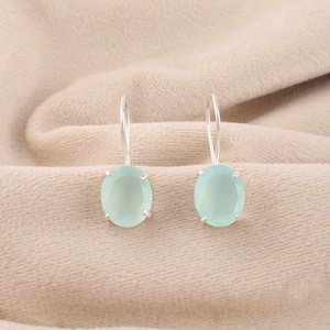 Boucles d'oreilles élégantes en calcédoine aqua, faites à la main, en argent sterling 925 plaqué, pour femmes et filles, à porter lors d'occasions spéciales - Product Image 3