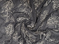 Kain Chiffon Dori Bordir Hitam Putih Premium Permintaan Tinggi - Bahan Kerja Tali Bunga Tipis untuk Gaun