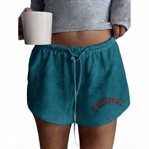 Shorts Casuales Naranja de Cintura Baja con Cierre de Cordón, Logotipo Bordado, Tela de Felpa, Transpirables, Resistentes al Viento y Ecológicos - Product Image 2