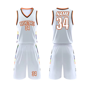 Conjunto de Uniforme de Baloncesto Amarillo sin Mangas con Cuello en V de Secado Rápido con Número 34 y Personalización de Nombre para Adultos - Product Image 2