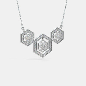 Collar con Colgante de Diamante Hexagonal Geométrico de Oro Blanco Cultivado en Laboratorio - Product Image 5