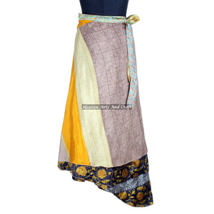 New Reversible Two Layer Silk <b>Wrap</b> <b>Skirt</b> Reversible Dress Silk Magic <b>Wrap</b> <b>Skirt</b> Plus Size Long 38" Sari Around <b>Skirts</b> Dress - Product Image 1