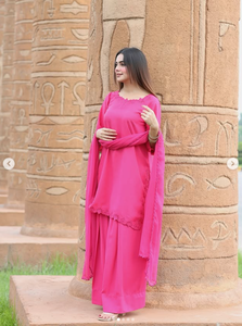 SADIA AUN HUTE COUTURE <b>Women's</b> Pink Cotton <b>Kurta</b>/Kurti Regular Fit Regular-Length Traditional Casual Wear India Pakistan Style - Product Image 4