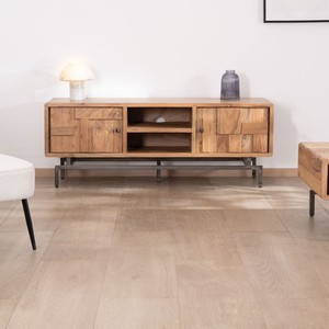 Vandana Silver Core <b>design</b> <b>TV</b> <b>unit</b> in acacia and metal Puzzle 150 cm - Product Image 1