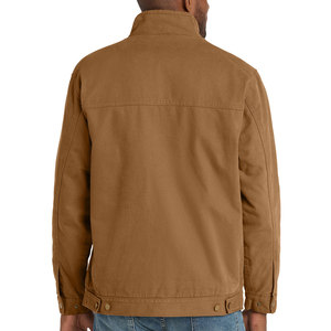 Chaqueta Bomber Unisex de Lona Color Bronceado, Cuello Camisero, Cierre de Cremallera, Estilo Casual para Otoño, Corte Regular, Bolsillos, Transpirable, Secado Rápido - Product Image 3