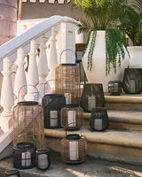 Support de bougie de Noël portable en aluminium et fer, tressé à la main, éco-responsable, durable, noir, ambiance tropicale moderne, pour la maison et le jardin
