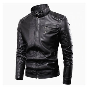 2026 Spring <b>Men's</b> Vintage Zipper Fleece Leather Jacket Casual Outwear with Stylish Motor Biker Vest New jacket for <b>men</b> - Product Image 2