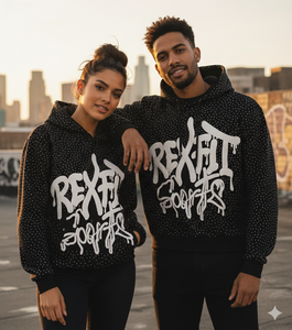 Sweat à capuche Rex Fit Sports pour homme, imprimé à pois noirs, coupe classique, streetwear, avec logo sur le devant et poche intégrée - Product Image 4
