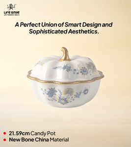Tazón de Dulces de Porcelana Fina con Diseño Floral, Detalles en Dorado y Elegante Tapa con Asa Dorada - Product Image 2