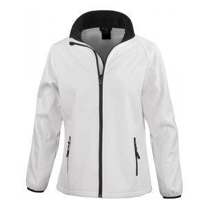 Veste unisexe blanche imperméable à capuche en softshell épais, coupe-vent, fermeture éclair quart de tour, coupe régulière, pour l'hiver et les activités de plein air - Product Image 1