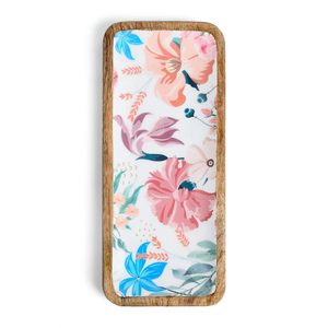 Restaurant Server <b>Top</b> Notch Wooden Floral Printed Rectangular Platter Handcrafted Exclusive Design <b>Decorative</b> for Home Usage - Product Image 1