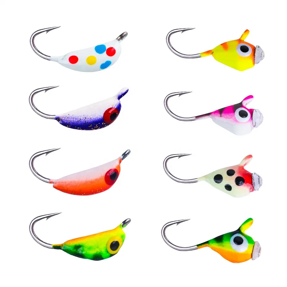 SML Wholesale Winter Fishing Small Colorful Ice Fishing Lures Tungsten Ice Jigs Luminous Ice Jigs