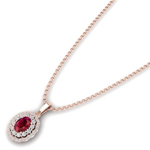 REYES Venta al por Mayor de Pendientes de Rubí Ovalados de 0.75 Quilates, Joyería de Lujo para Novia, Oro Rosa de 14K con Moissanita - Product Image 4