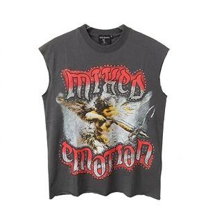 Mixed Emotion Camiseta sin mangas para hombre con estampado de águila verde, informal, con cuello redondo, de algodón, corte regular - Product Image 3