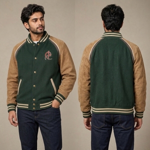 Casual Winter Varsity <b>Canvas</b> <b>Jackets</b> Wholesale Unisex Custom Men's Quick Dry Breathable Eco-Friendly Front Logo Digital Printing - Product Image 6