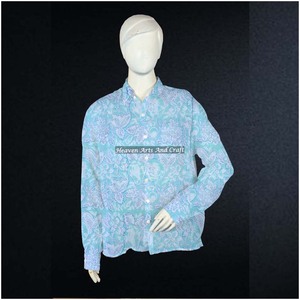 Camisa informal de verano para mujer, estampada a mano, de algodón, con diseño floral, transpirable, estilo étnico, tipo túnica. - Product Image 1