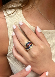 Anillo de Cóctel Moderno para Mujer, Chapado en Oro de 10K, con Zafiro, Rubí y Esmeralda, Corte Geométrico, Anillo de Compromiso y Boda - Product Image 4