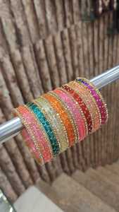 Premium Quality <b>Glass</b> Multi Set With Golden <b>Glass</b> Stone <b>Bangles</b> Beautiful Colours Perfect For All Occasions - Product Image 3