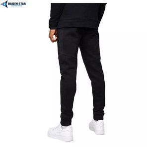 Men's Black Hooded Tracksuit Full Sleeve Casual Sweatshirt Pants Set Breathable Polyester Autumn Wear Solid Color Design - Product Image 5