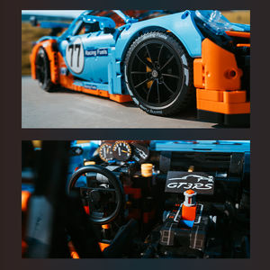 Nouveau modèle de voiture de sport technique Gulf Oil à l'échelle 1:8, blocs de construction MOC, briques de course créatives pour la ville, jouets pour garçons, coffret cadeau de Noël - Product Image 3