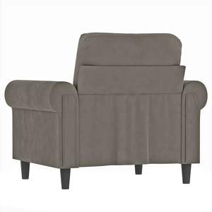 Fauteuil de salon en velours gris clair 100% polyester avec structure en contreplaqué et mousse métallique - Durable et élégant - Product Image 5