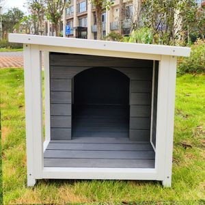 บ้านสุนัขไม้กลางแจ้งพร้อมระเบียงดาดฟ้ากันน้ำสำหรับสุนัขสุนัขสุนัขสุนัขสุนัขสุนัขเฟอร์นิเจอร์สำหรับสัตว์เลี้ยง - Product Image 6