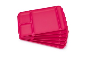Premium <b>plastic</b> food plate compartment serving <b>tray</b> reusable dinner plate for home kitchen cafeteria in pink blue green - Product Image 6