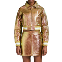 Veste d'hiver réversible matelassée en cuir de vachette de haute qualité, avec fermeture éclair, imperméable et respirante, taille plus, design personnalisé et pailleté