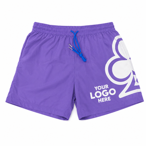 Short de bain homme personnalisé bicolore, séchage rapide, respirant, anti-plis, design blocs de couleur unie, logo frontal, taille à cordon de serrage - Product Image 3