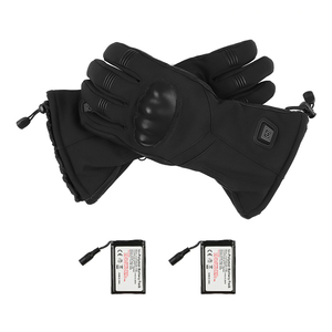 Gants de course chauffants en cuir, à doigts complets, auto-chauffants, pour l'hiver, le ski en extérieur, unisexe, avec fermeture éclair, chauds, noirs - Product Image 4