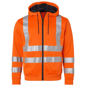 Vêtements de travail à haute visibilité, sweats à capuche réfléchissants à fermeture éclair, vêtements de sécurité pour le travail, construction, hiver, polaire en coton, sweats à capuche haute visibilité - Product Image 6