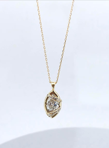 Water <b>Drop</b> Cubic Zirconia Pendant Necklace 18K Gold Plated Alloy <b>Box</b> Chain Women's Classic Everyday Jewelry - Product Image 1