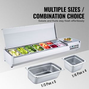 Frigorifero da banco per insalate da 160W con 5 teglie da 1/3 e 4 teglie da 1/6 in acciaio inox 304 - Product Image 3