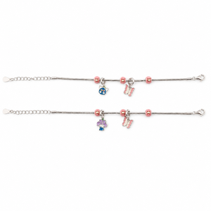 925 Sterling Silver Butterfly and Floral Charm <b>Anklet</b> High Polish Color Enamel Cute Nature Style Jewelry for Girls Kids Daily - Product Image 5