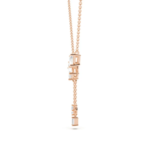 Collar Lariat Estilo Delicado Toi Et Moi, Oro Sólido de 14K, Esmeralda Marquise, Collar con Colgante de Diamante Cultivado en Laboratorio, Collar con Borla de Diamantes - Product Image 3