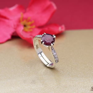 Bague ajustable en argent grenat, vente chaude - Bijou parfait en pierre précieuse, argent sterling 925, sertissage clos, fait main, pour femmes et jeunes filles, idéal pour les fêtes - Product Image 4