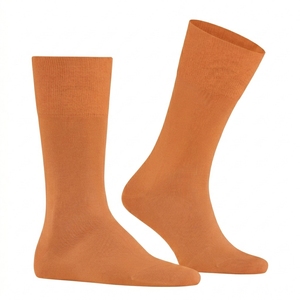 Wholesale <b>Men's</b> Crew <b>Socks</b> Solid Orange Knitted Custom Breathable Daily Wear Autumn Season - Product Image 1