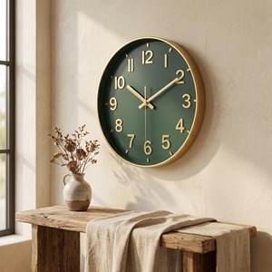 Horloge murale de luxe verte et dorée pour la décoration intérieure et les espaces commerciaux, ajoute une touche de style riche, vente en gros depuis l'Inde - Product Image 3