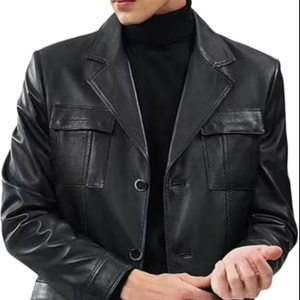 Wholesale Designer New Genuine Leather Leather Casual Temperament Thin Medium Long Suit - Product Image 1