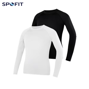 Camiseta de natación de manga larga transpirable para niños, de secado rápido, sin costuras, unisex, para adultos, blanca y negra, con estampado sublimado. - Product Image 1