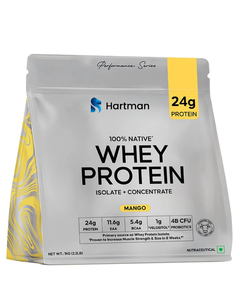 premium Whey <b>Protein</b> Isolate & Concentrate 24g <b>Protein</b> with BCAA, EAA Mango Flavor for Post-Workout Recovery - Product Image 1