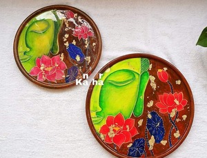 Assiette décorative ronde en bois peinte à la main avec motif de cerf et d'arbre de dessin animé, décoration murale, plateau en bois pour la décoration de chambre à coucher - Product Image 3