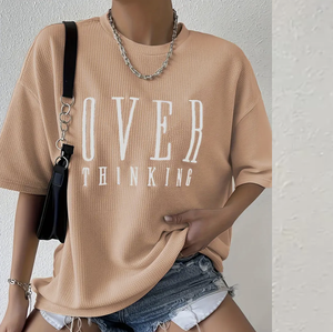 T-shirt personnalisé à épaules tombantes pour femmes Streetwear coton uni respirant T-shirts pour femmes imprimé t-shirt surdimensionné t-shirts pour femmes - Product Image 2