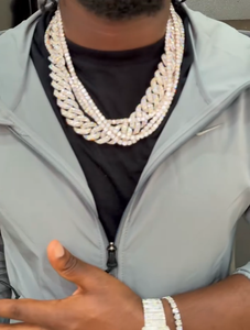 สร้อยคอเงินแท้ 925 แบบ Cuban Link สุดหรูสำหรับผู้ชาย ดีไซน์หนา ประดับเพชรเต็มเส้น สไตล์ฮิปฮอป สตรีทแวร์ เครื่องประดับแฟชั่นระดับพรีเมียม - Product Image 2