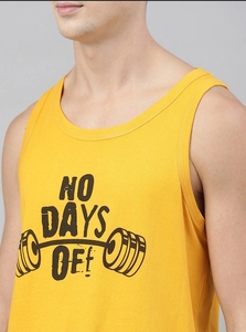 Débardeur jaune sans manches pour homme, imprimé « No Days Off », col rond, décontracté, respirant, en coton, pour l'entraînement - Product Image 6
