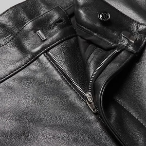 ELYSIAN INDUSTRIES <b>Men</b> <b>Leather</b> <b>Pants</b> Casual Straight Fit Mid Waist High-quality Daily Wear Classic Winter Zipper Fly Midweight - Product Image 4