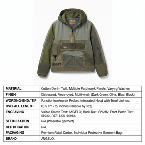 Sudadera con Capucha de Mezclilla con Parches Personalizados al por Mayor, Chaqueta Desgastada para Hombre, Ropa Urbana, Fábrica OEM para EE. UU., Reino Unido y Europa - Product Image 6