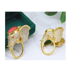 Anillo Ajustable de Moda con Moissanita Chapada en Oro de Latón de Primera Calidad, Glamuroso y Deslumbrante, para Boda y Compromiso, para Mujer - Product Image 2