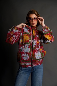 Chaqueta Bomber Acolchada para Mujer, Talla Grande, Transpirable, Ecológica, con Bordado Suzani, Diseño Floral, Tejida a Mano - Product Image 2